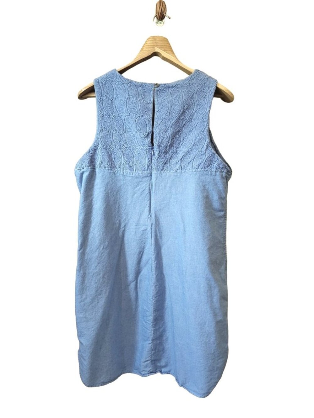 Hatley Womens XL Sleeveless Blue Paisley Embroidered Cotton Dress - Picture 2 of 6